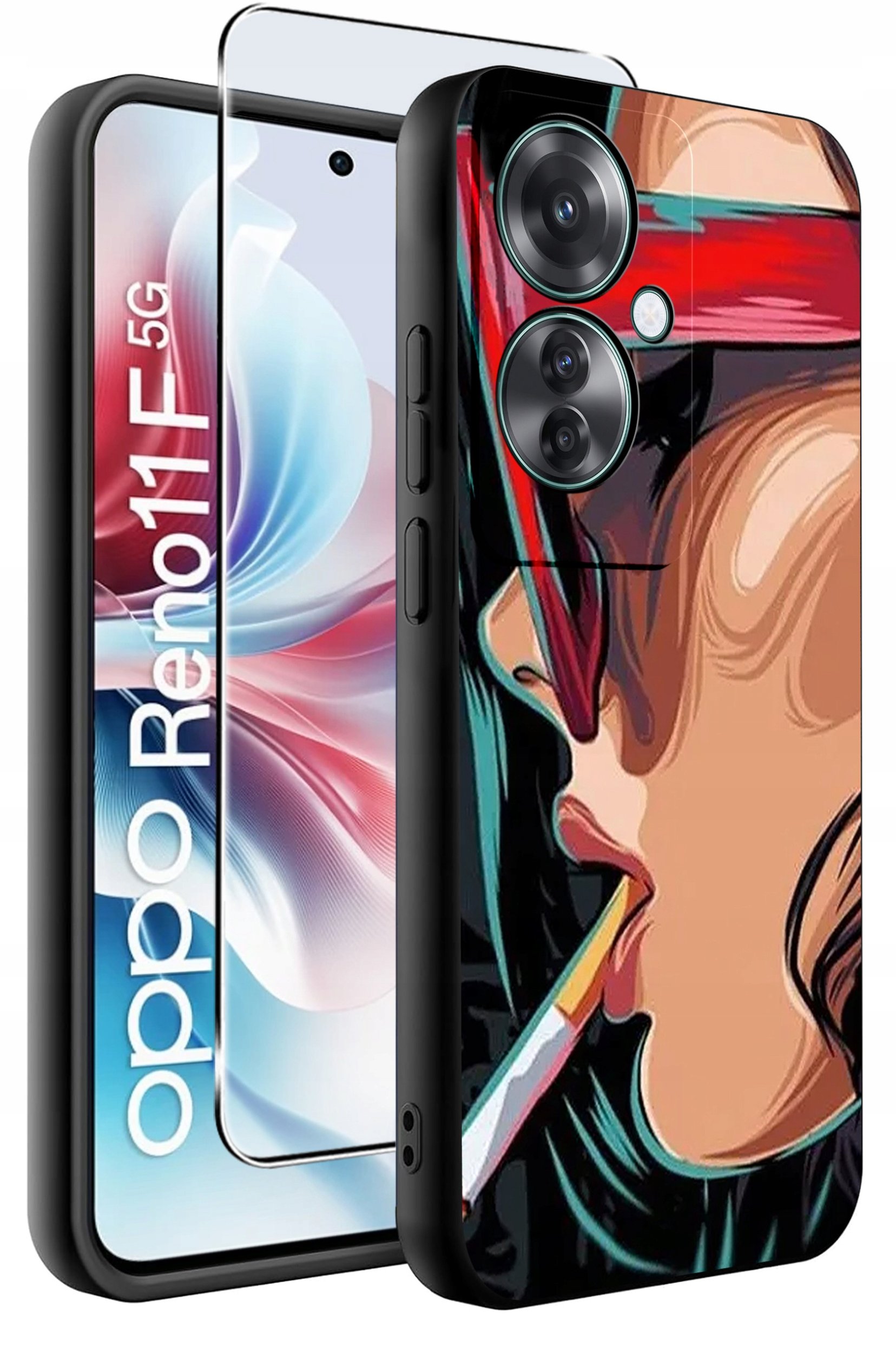 ETUI do Oppo Reno11 F 5G WZORY | SILIKONOWE MATT CASE + SZKŁO HARTOWANE 9H