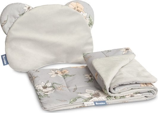 Sensillo KOMPLET DO WÓZKA VELVET LILIA SZARY