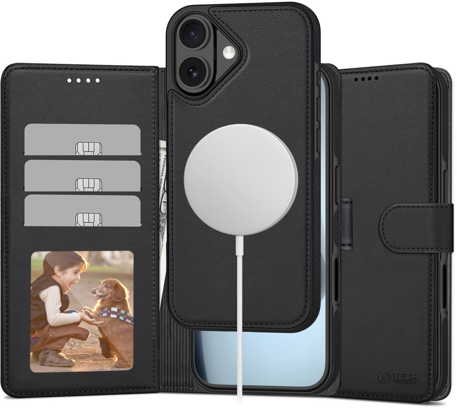 4kom.pl Etui z klapką Tech-protect Wallet MagSafe do Apple iPhone 17 Matte Black