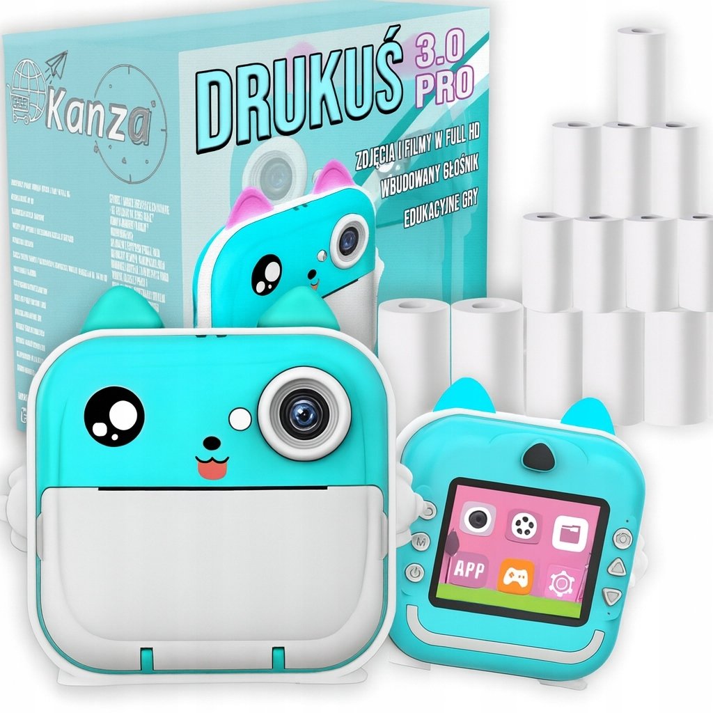 Drukarka etykiet Hitbaits drukarka niebieska drukuś 3.0 13 rolek KANZA