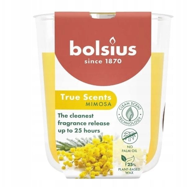Bolsius Świeca aromatyczna szklana True Scents O80x73mm mimosa 8717847188519 8717847188519 (8717847188519)