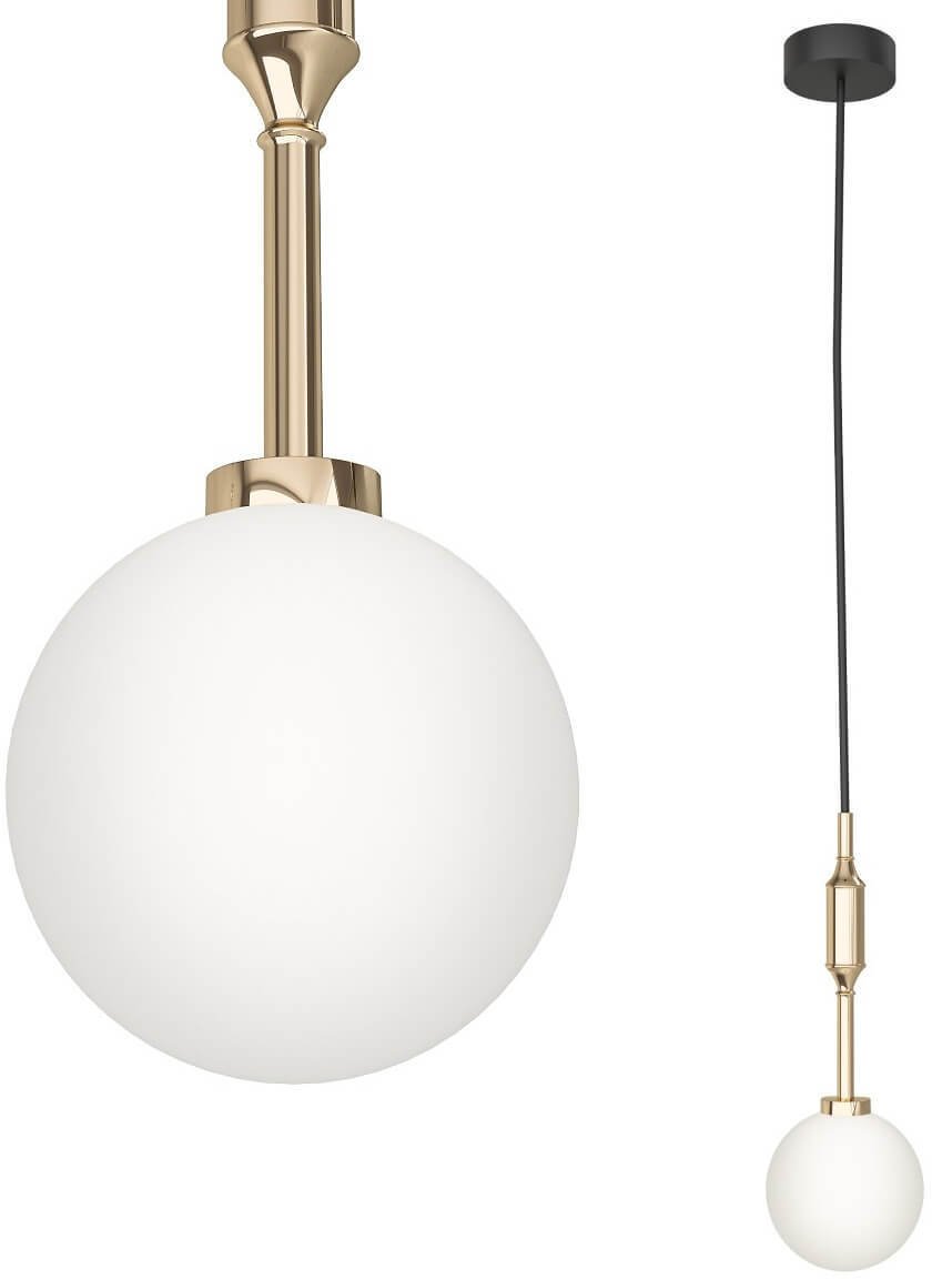 Szklana kula glamour Ero I wisząca lampa biała złota do biura