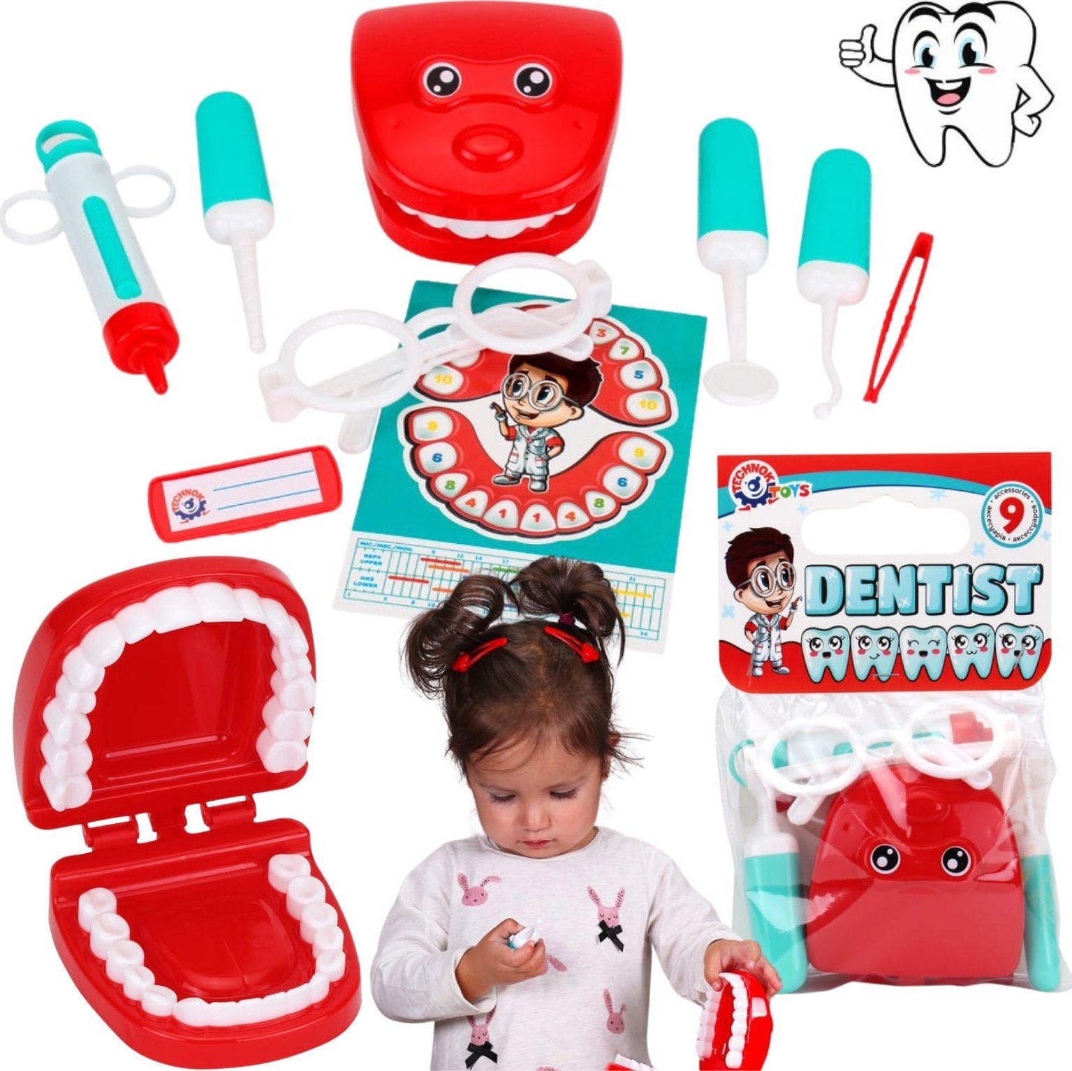 Technok Zestaw Mały dentysta 9 elemementów w worku 6641 TechnoK p18