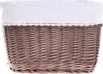 WickerPL Wiklinowy Kosz Regałowy Kosz do Łazienki Szarzony Obszyty 38x28 H20 cm