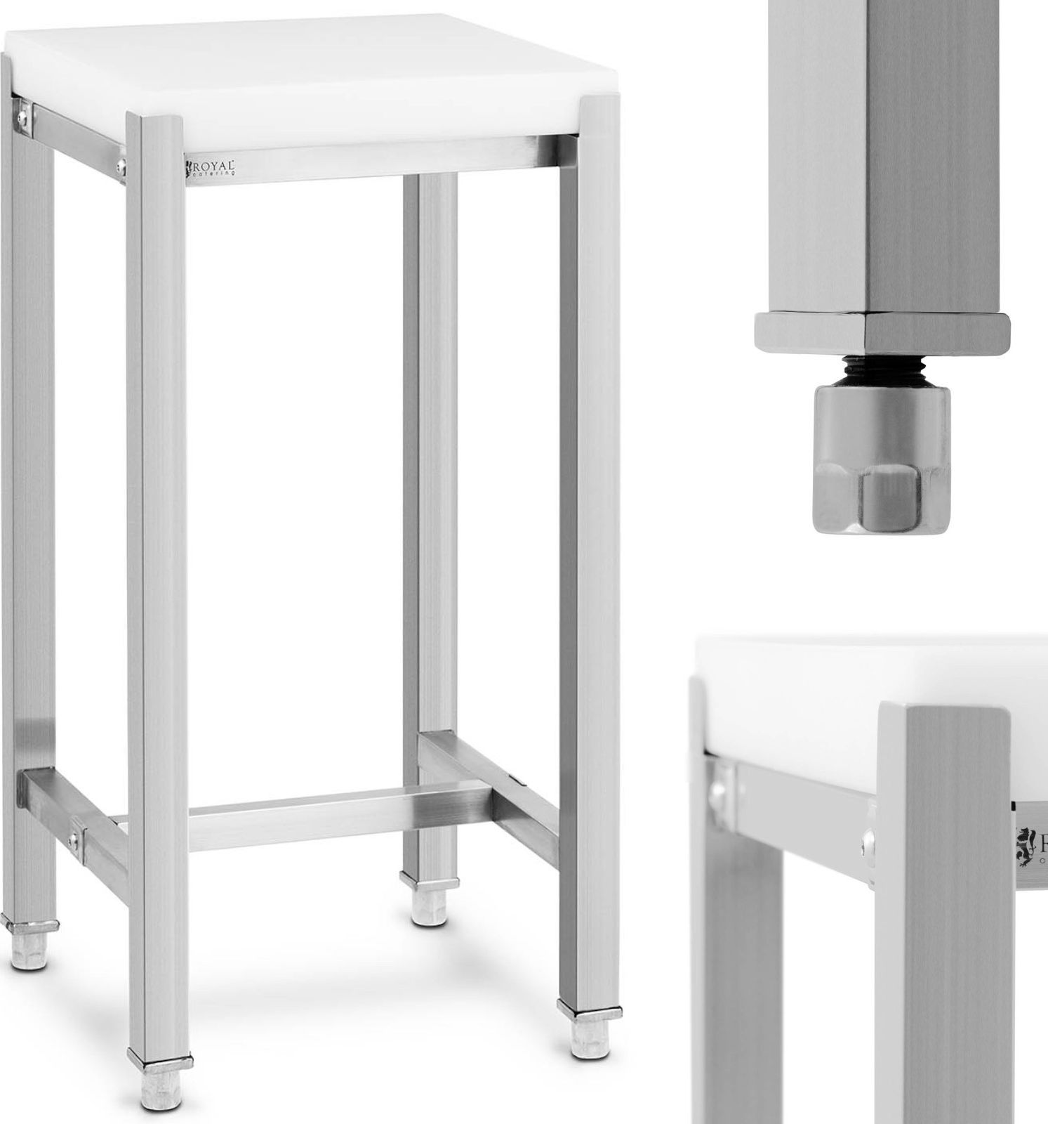 Royal Catering Kloc masarski rozbiorowy z polietylenu na stalowej podstawie 40 x 40 x 80 cm Kloc masarski rozbiorowy z polietylenu na stalowej podstaw