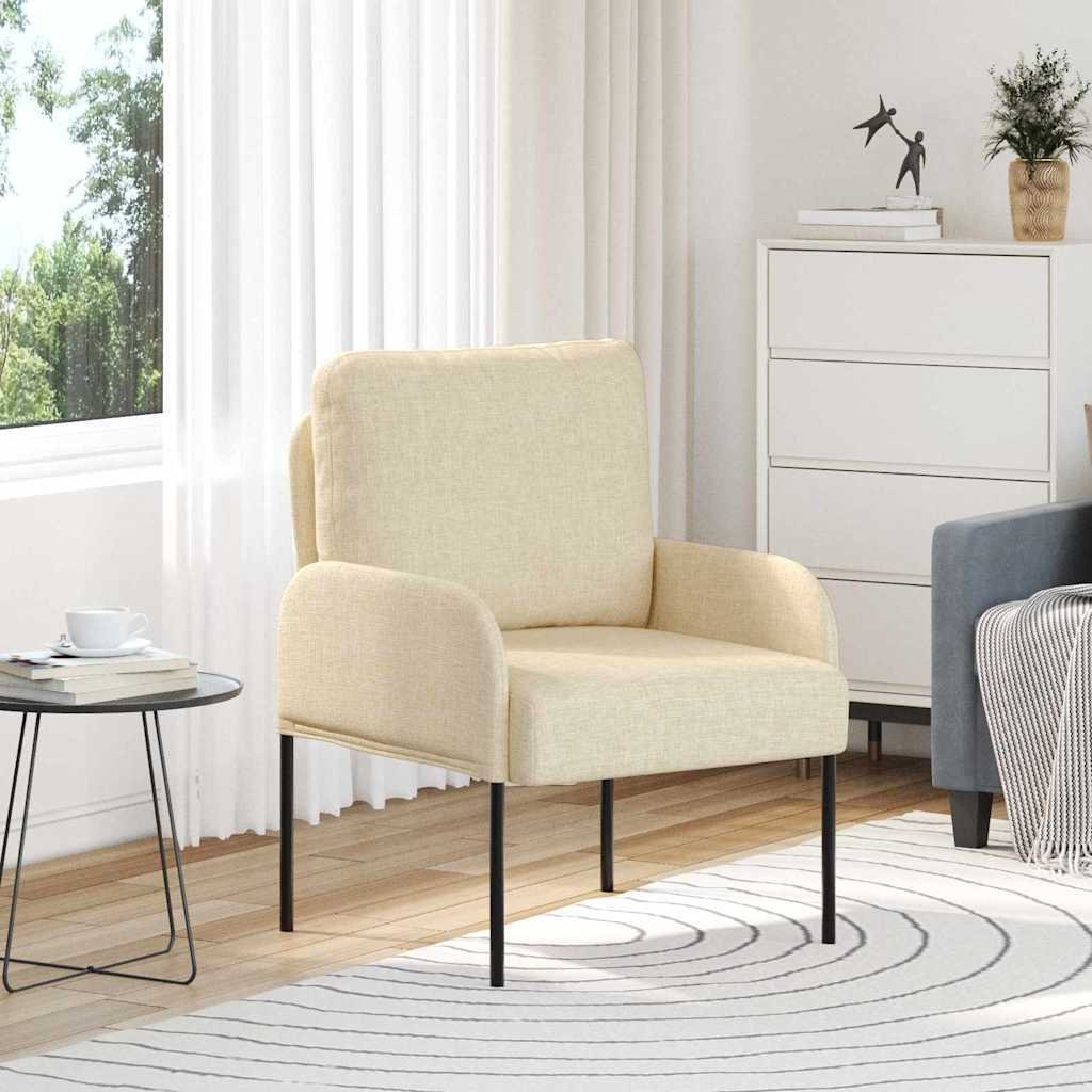 vidaXL Kanapy z poduszką 55cm Kremowy sklejka