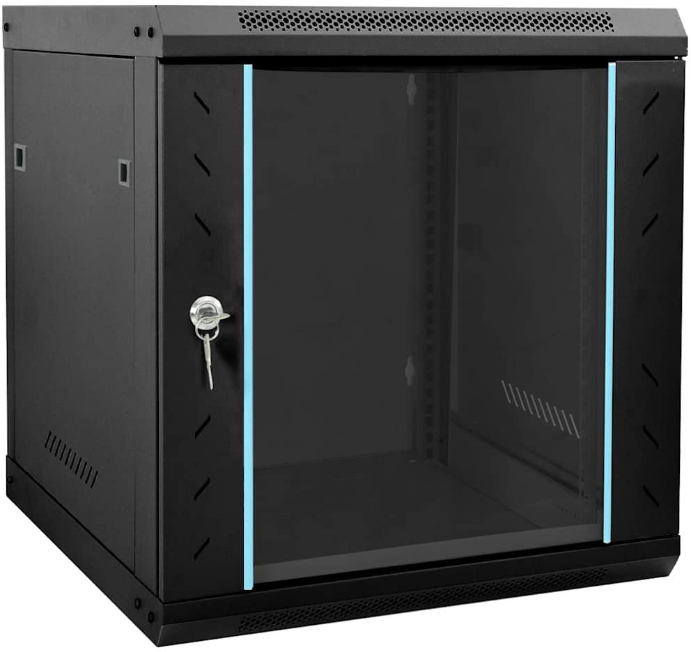 vidaXL Szafa sieciowa z przechowywaniem Czarny 53 x 60 x 60 cm Stal