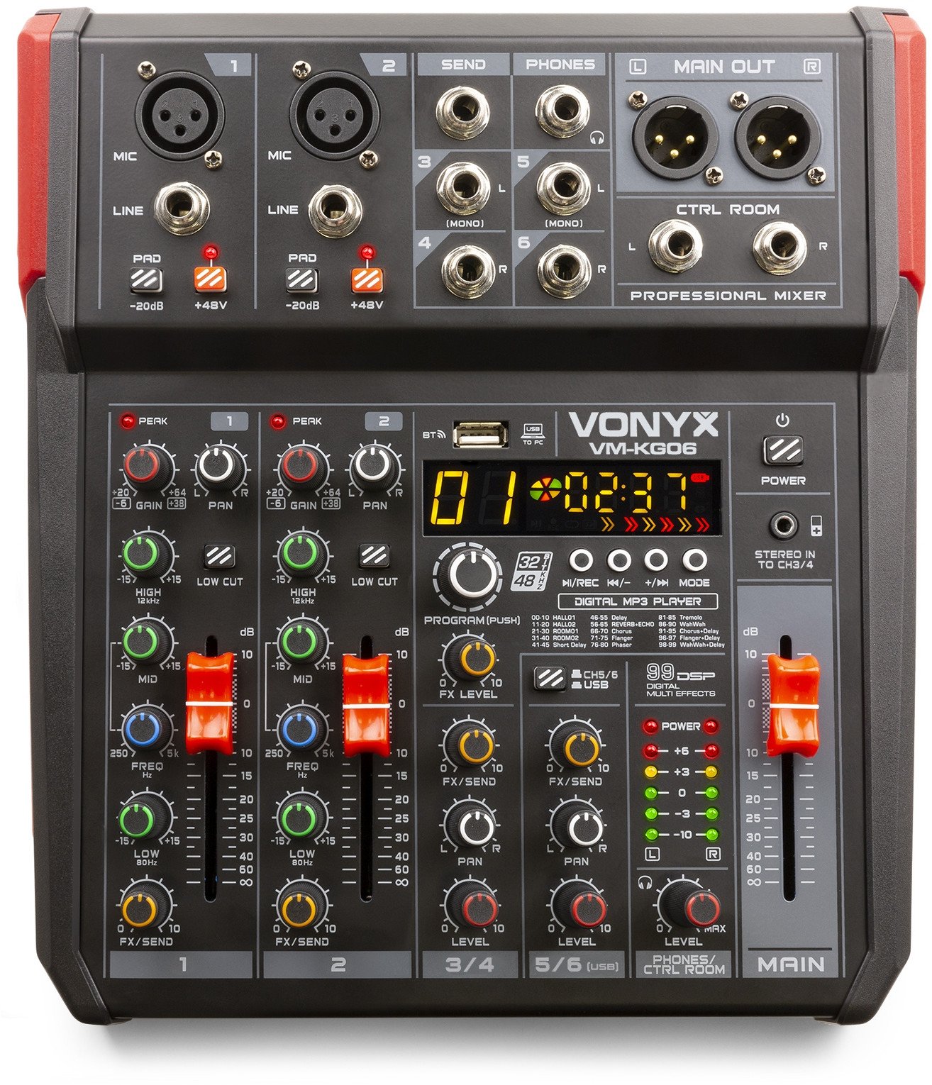 Mikser muzyczny 6-kanałowy VM-KG06 BT/DSP/USB Vonyx one size