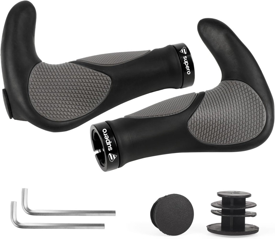 Gripy rowerowe Supero, czarno-szare