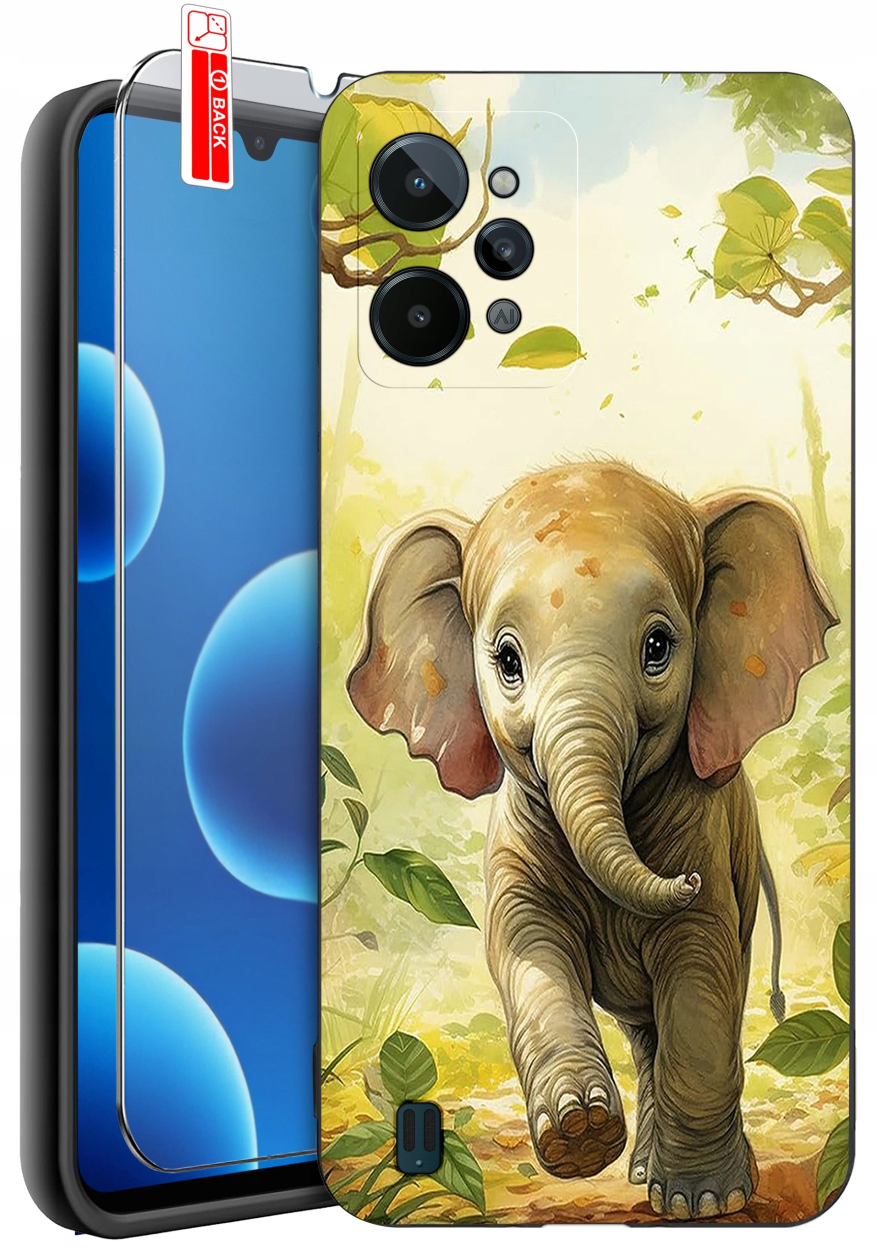 ETUI do Realme C31| WZORY | SILIKONOWE MATT CASE + SZKŁO 9H