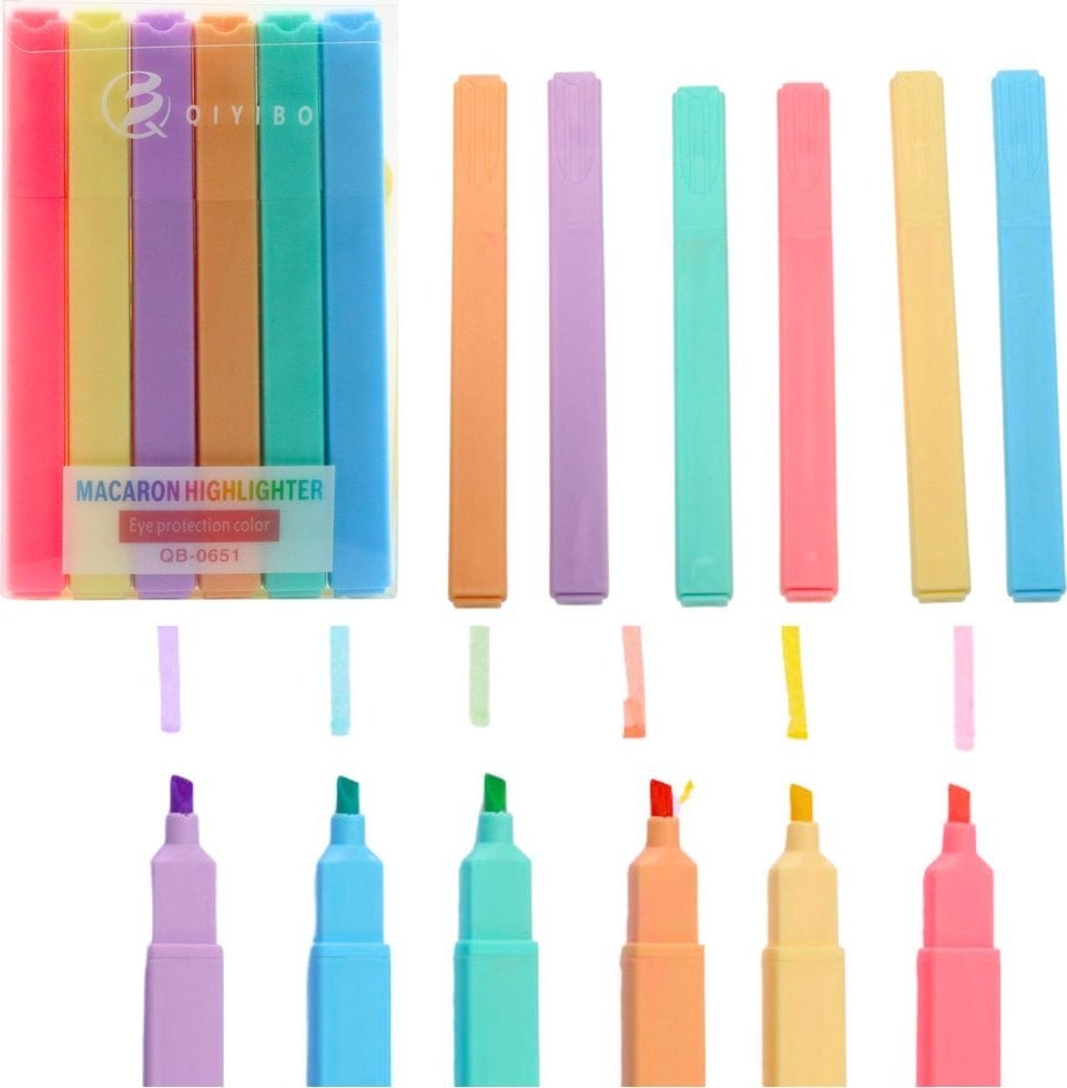 Lean Zestaw Zakreślaczy Pisaki Flamastry Kolorowe Biurowe Szkolne 6 szt