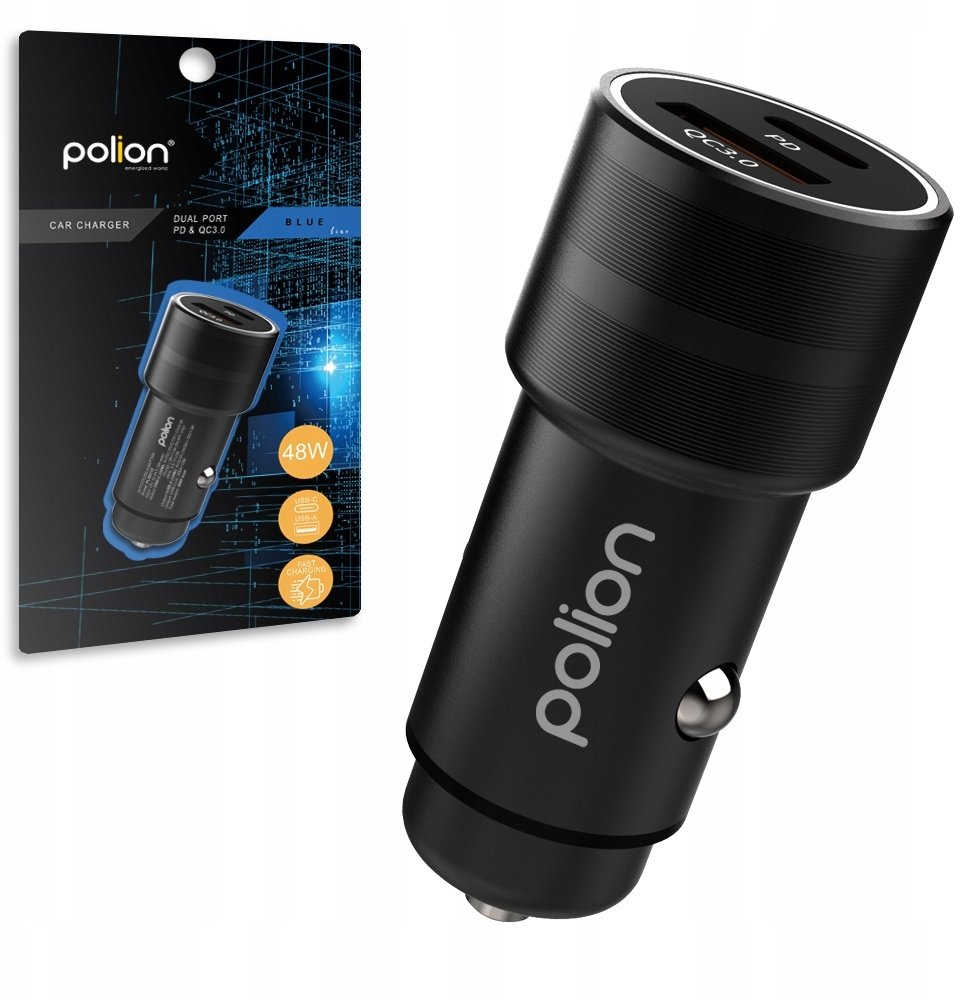 Ładowarka samochodowa do telefonu 12V USB-C 48W | USB-C | USB-A | QC | PD