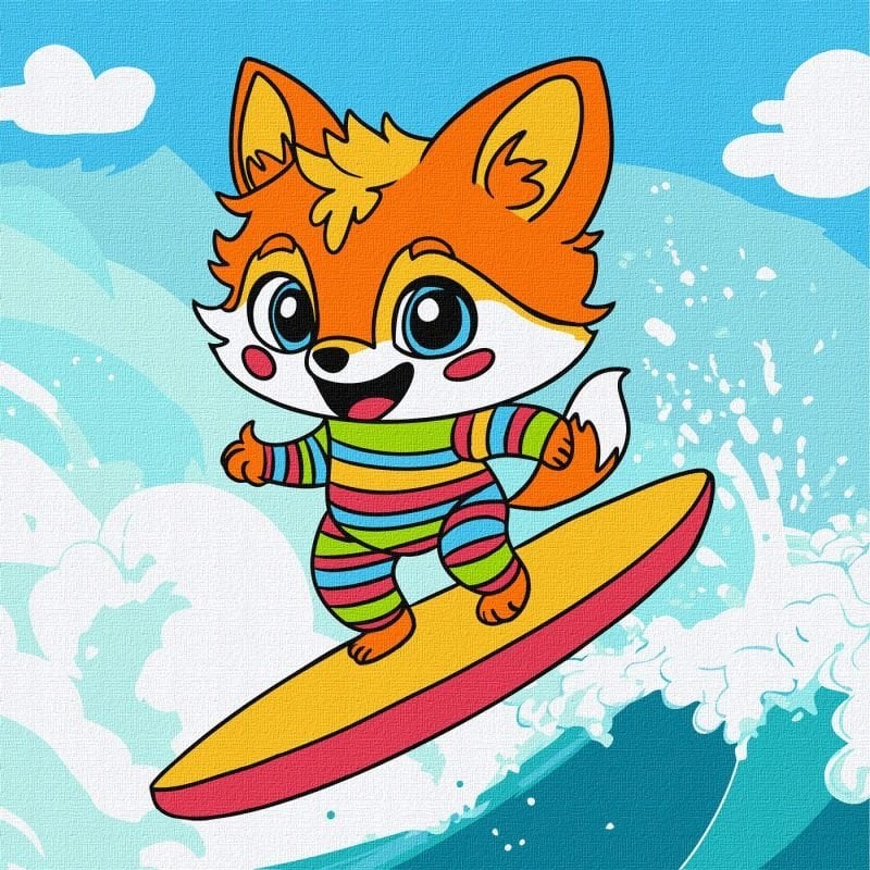 Malowanie po numerach - Lato. Lis na fali Kids