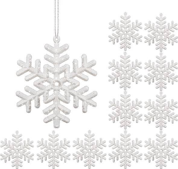 Springos Zawieszki choinkowe białe śnieżynki na choinkę 10 cm 12 szt. UNIWERSALNY