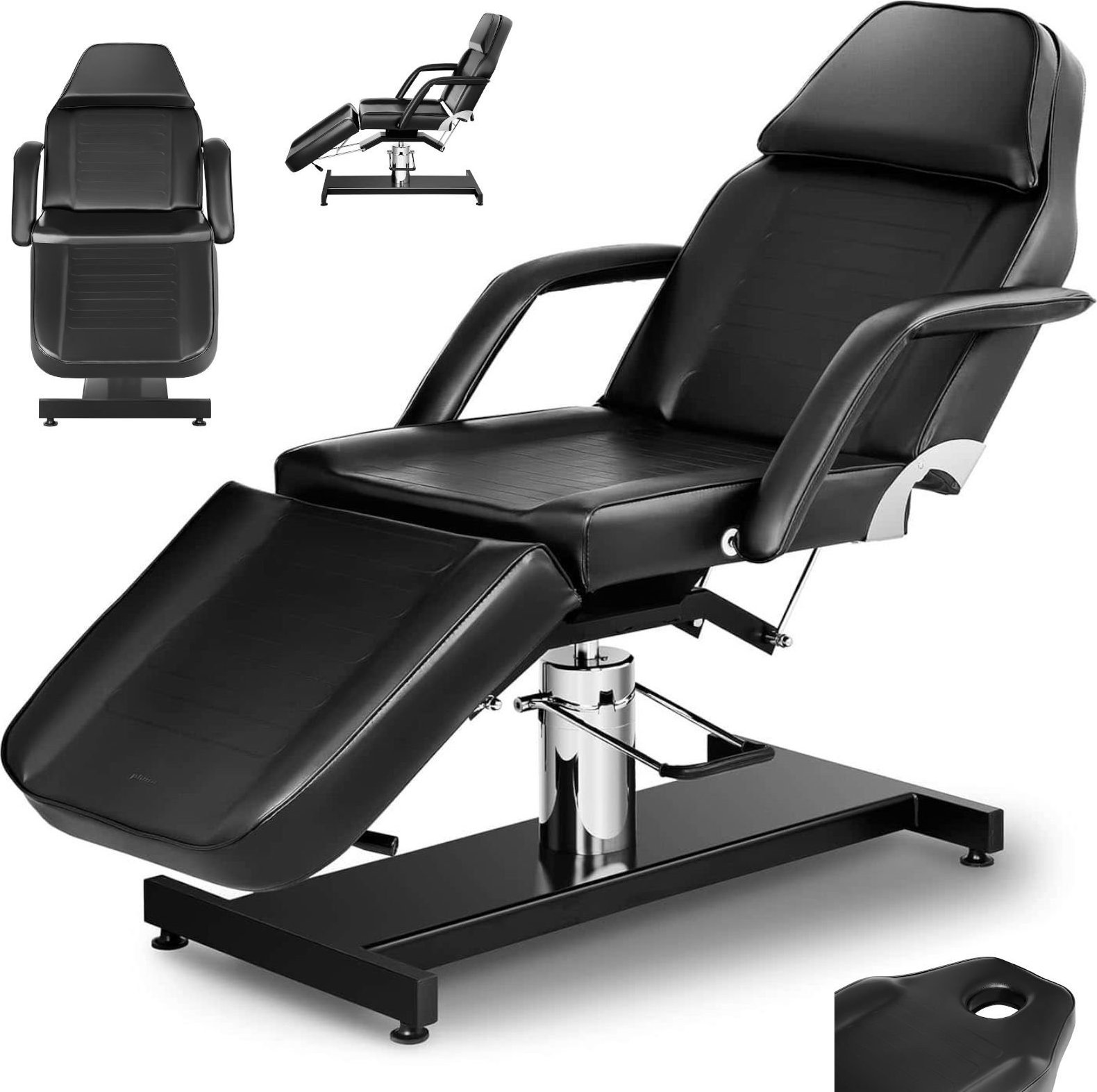 Physa Fotel kosmetyczny do tatuażu masażu spa VERONA - czarny Fotel kosmetyczny do tatuażu masażu spa VERONA - czarny