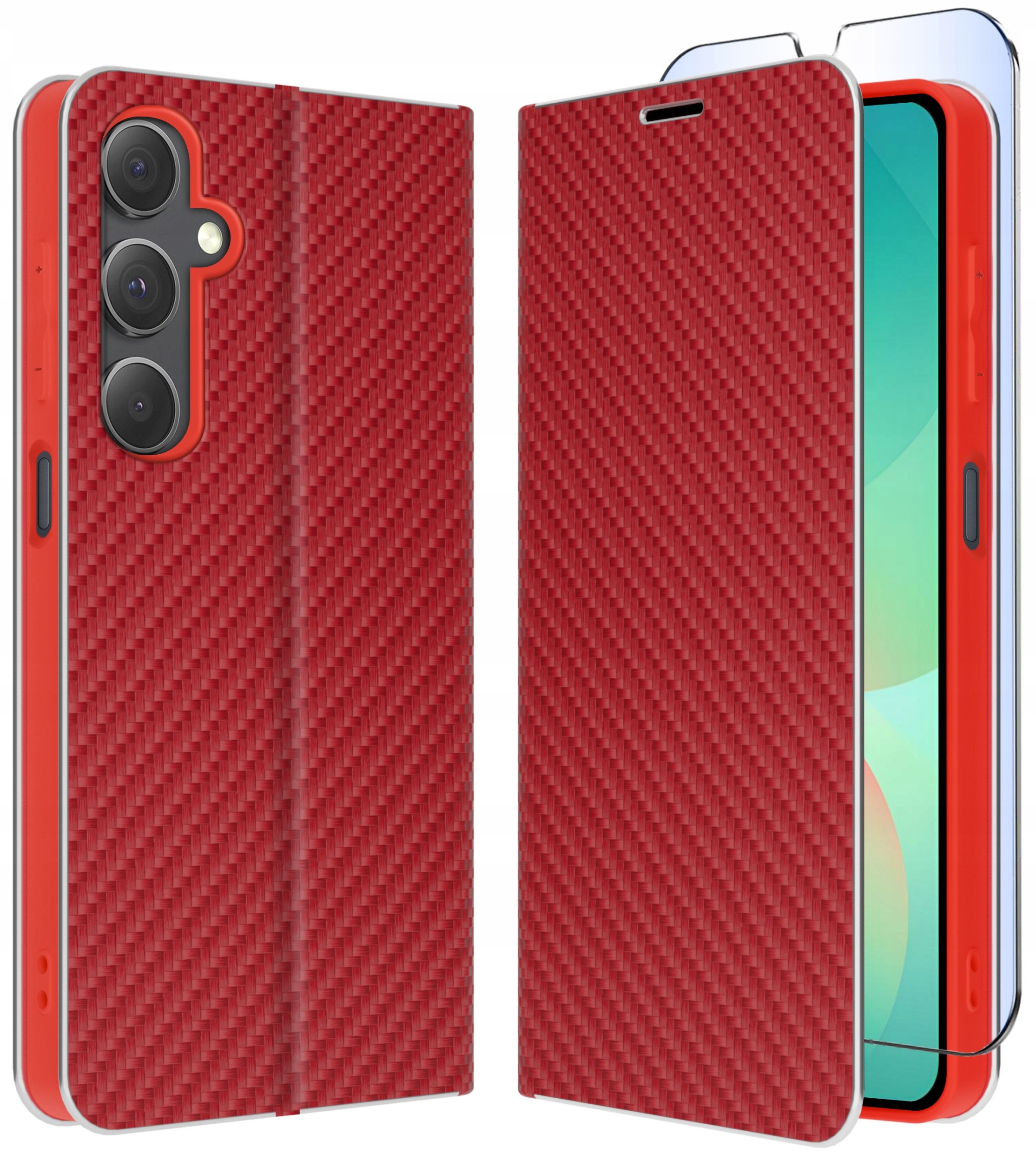 ETUI do Samsung A26 5G | CARBON PORTFEL BOOK TOKRA CASE CLASSIC + SZKŁO 9H