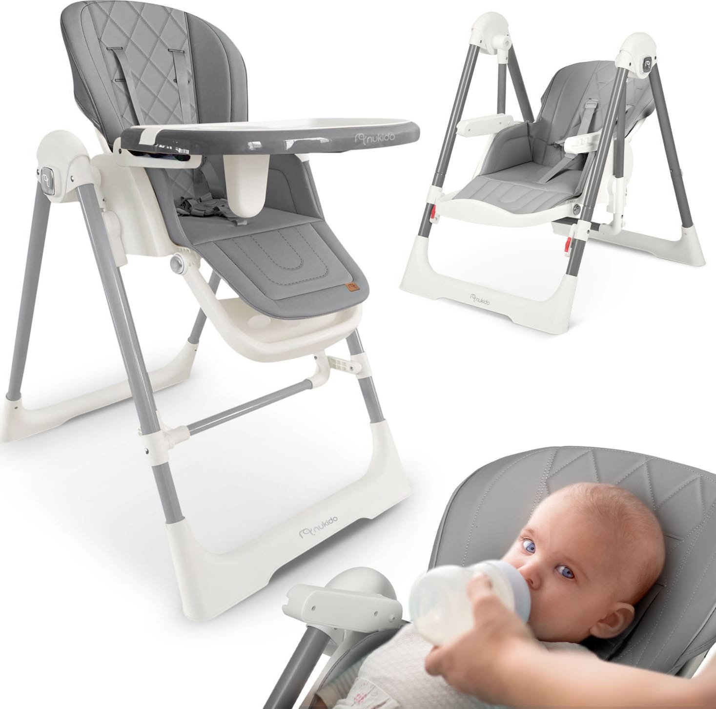 Krzesełko do karmienia Nukido Elite szare