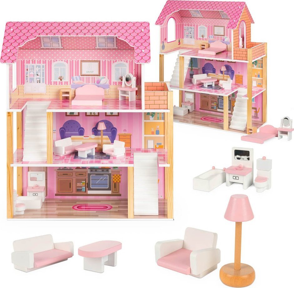 KIK Domek dla lalek różowy drewniany LULILO Tulipo 70cm