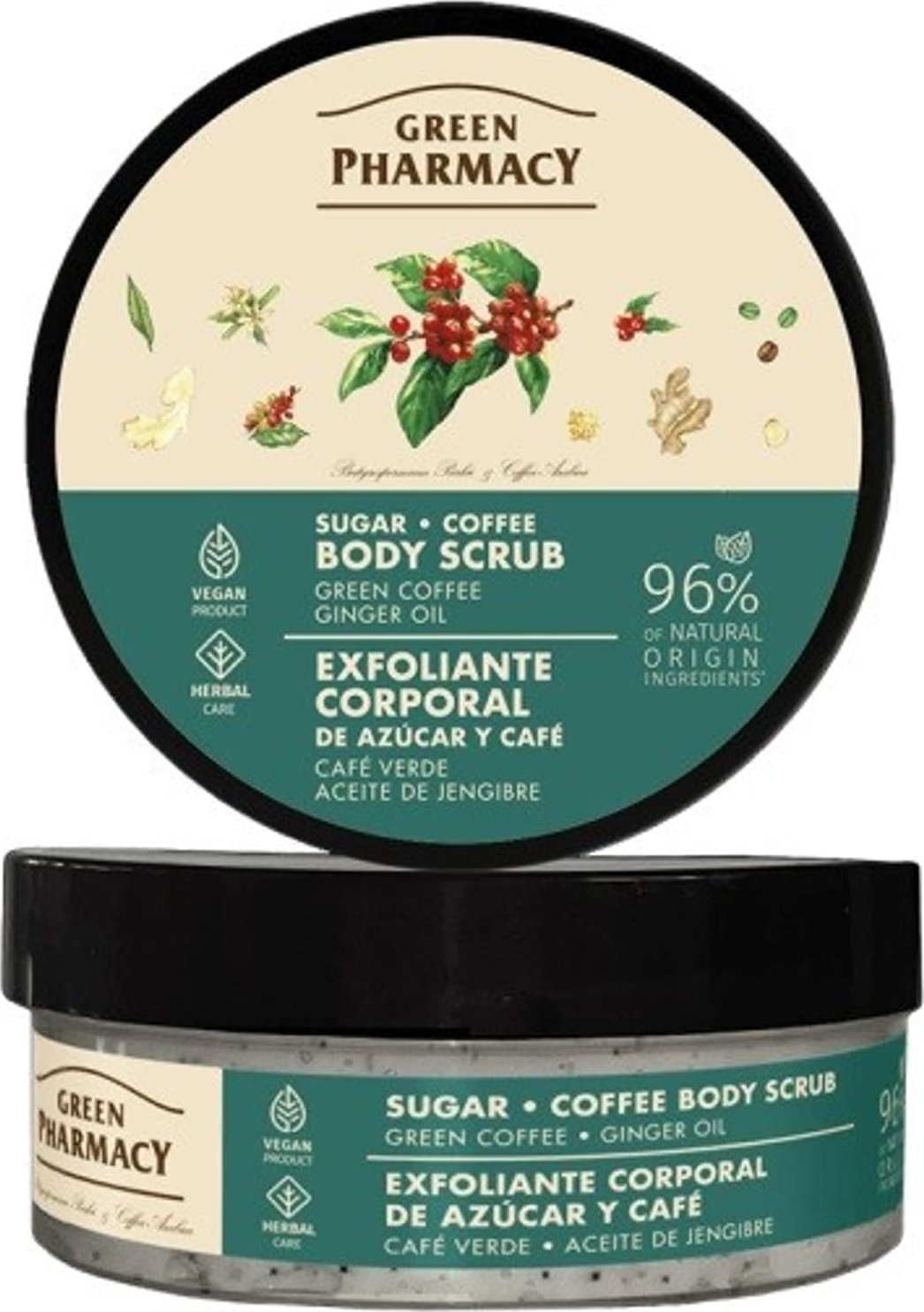 Green Pharmacy GREEN PHARMACY Multi Peeling cukrowo-kawowy do ciała Zielona kawa i Olejek imbirowy 200 ml