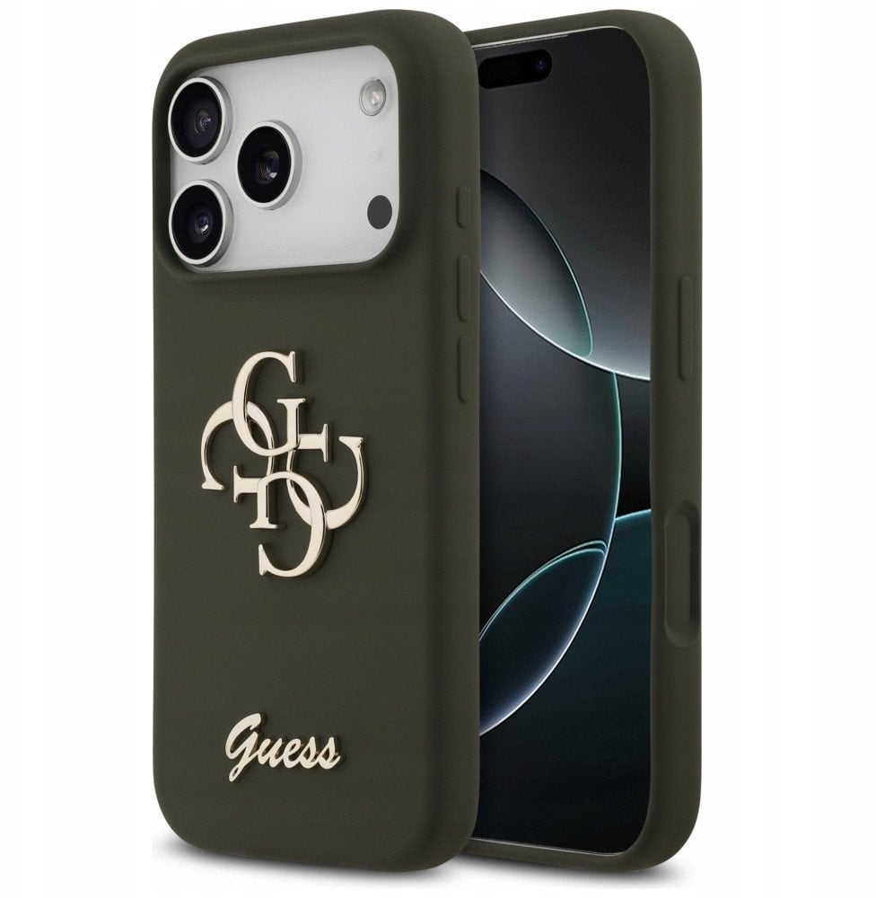 Guess Silicone Big 4G Script case for iPhone 17 Pro khaki