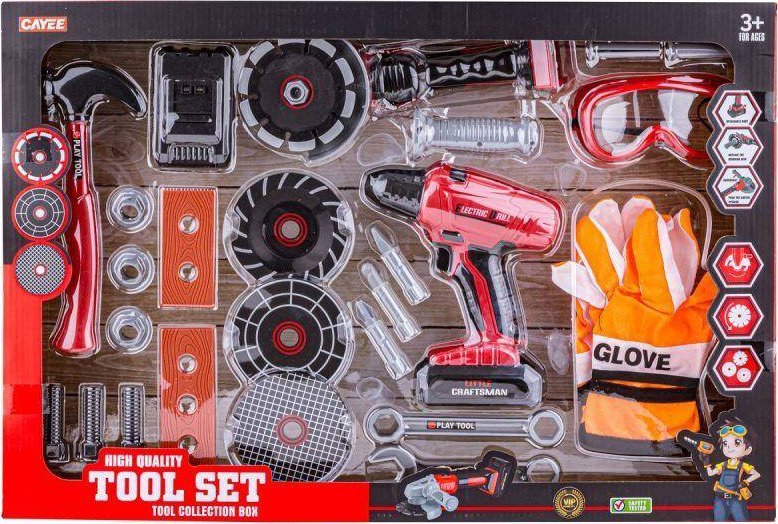 Zestaw Małego Majsterkowicza, Narzędzia, Akcesoria, Wkrętarka, Boszka, Szlifierka