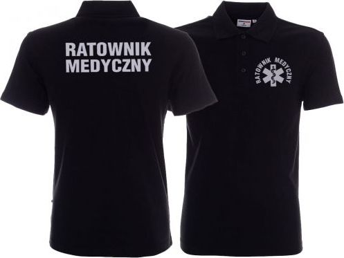 LPP - Promostars Koszulka Polo ratownicza czarna męska odblaskowa FUNKCYJNA