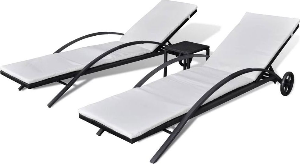 Elior Komplet czarnych leżaków ogrodowych - Tomis