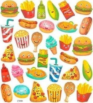 DP Craft Naklejki z brokatem Przekąski 32szt