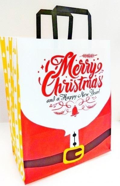 Torebka biała KRAFT 320x380x150 Święta Mikołaj