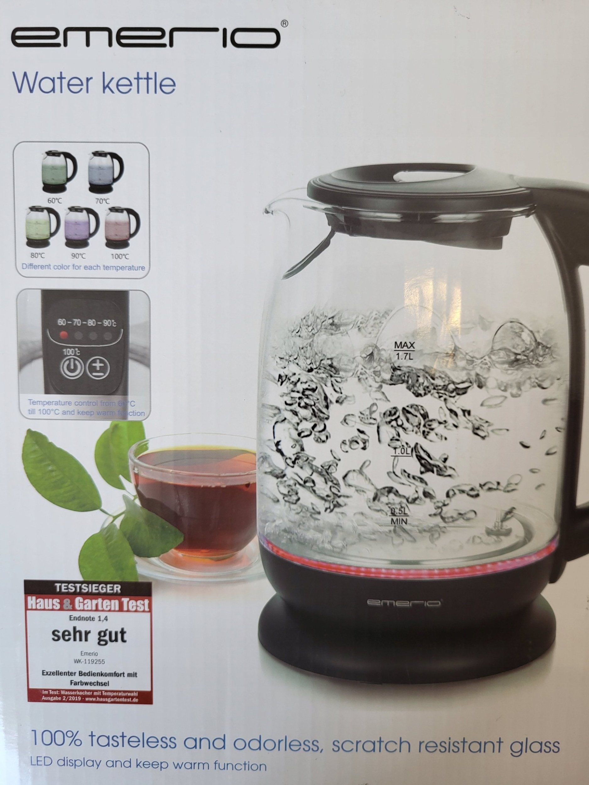 Czajnik Emerio Czajnik 1.7L bezprzewodowy zmiana koloru