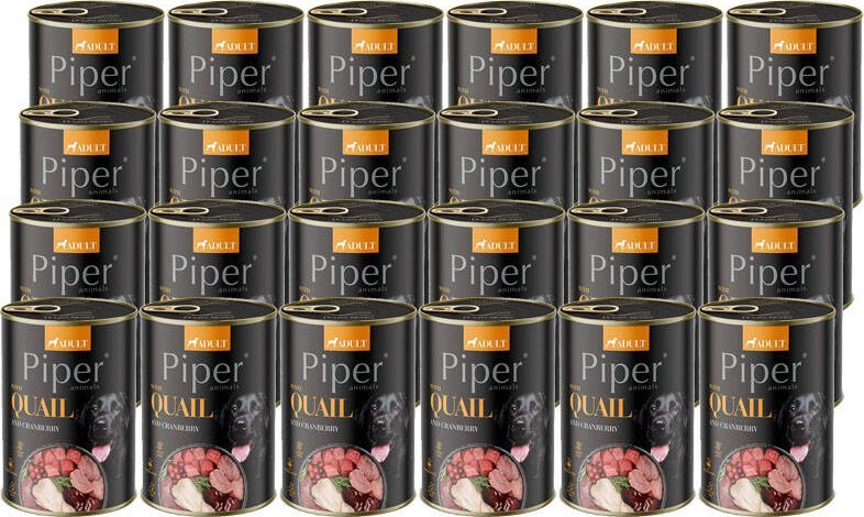 Mokra Karma dla psa Piper Animals z przepiórką i żurawiną zestaw 24 x 400 g