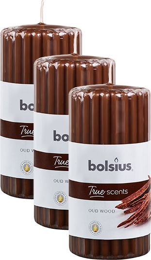 Bolsius Świeca pieńkowa walec BOLSIUS True Scents 33H 12CM 3szt. DRZEWO AGAROWE