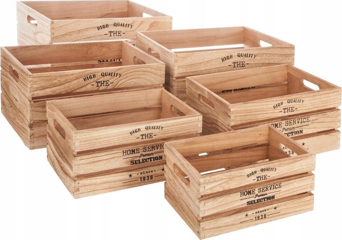 Atmosphera Zestaw 6 skrzynek dekoracyjnych do przechowywania, kolor naturalny