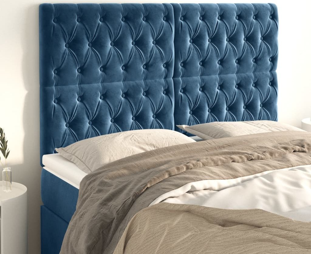 vidaXL Zagłówki do łóżka, 4 szt, ciemnoniebieski, 72x7x78/88cm aksamit