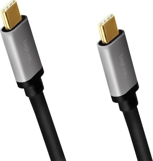 Kabel USB LogiLink USB-C - USB-C 1.5 m Czarno-srebrny (CUA0106)