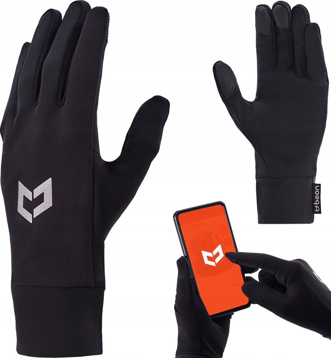 Beon Rękawiczki zimowe do biegania Beon WG3046 Quantum Black S/M