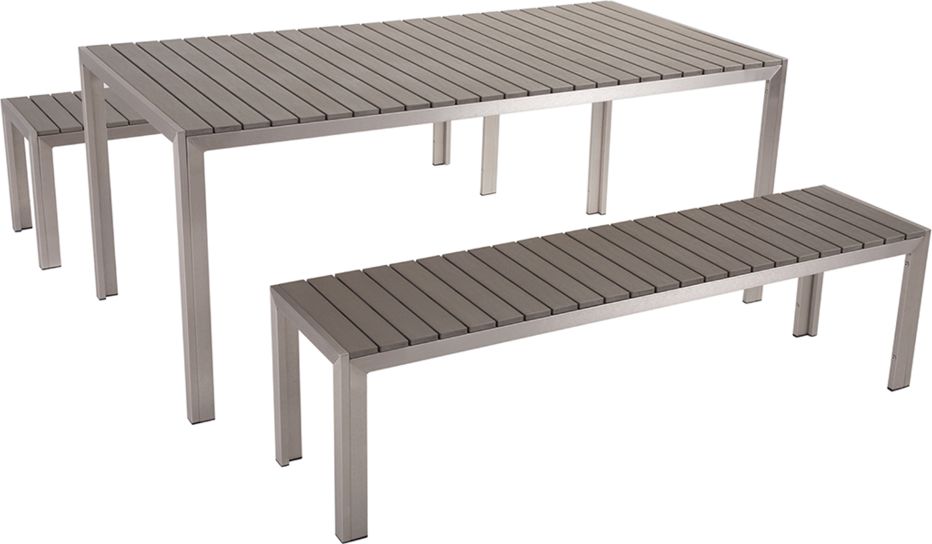 Beliani Zestaw ogrodowy stół i 2 ławki szary NARDO