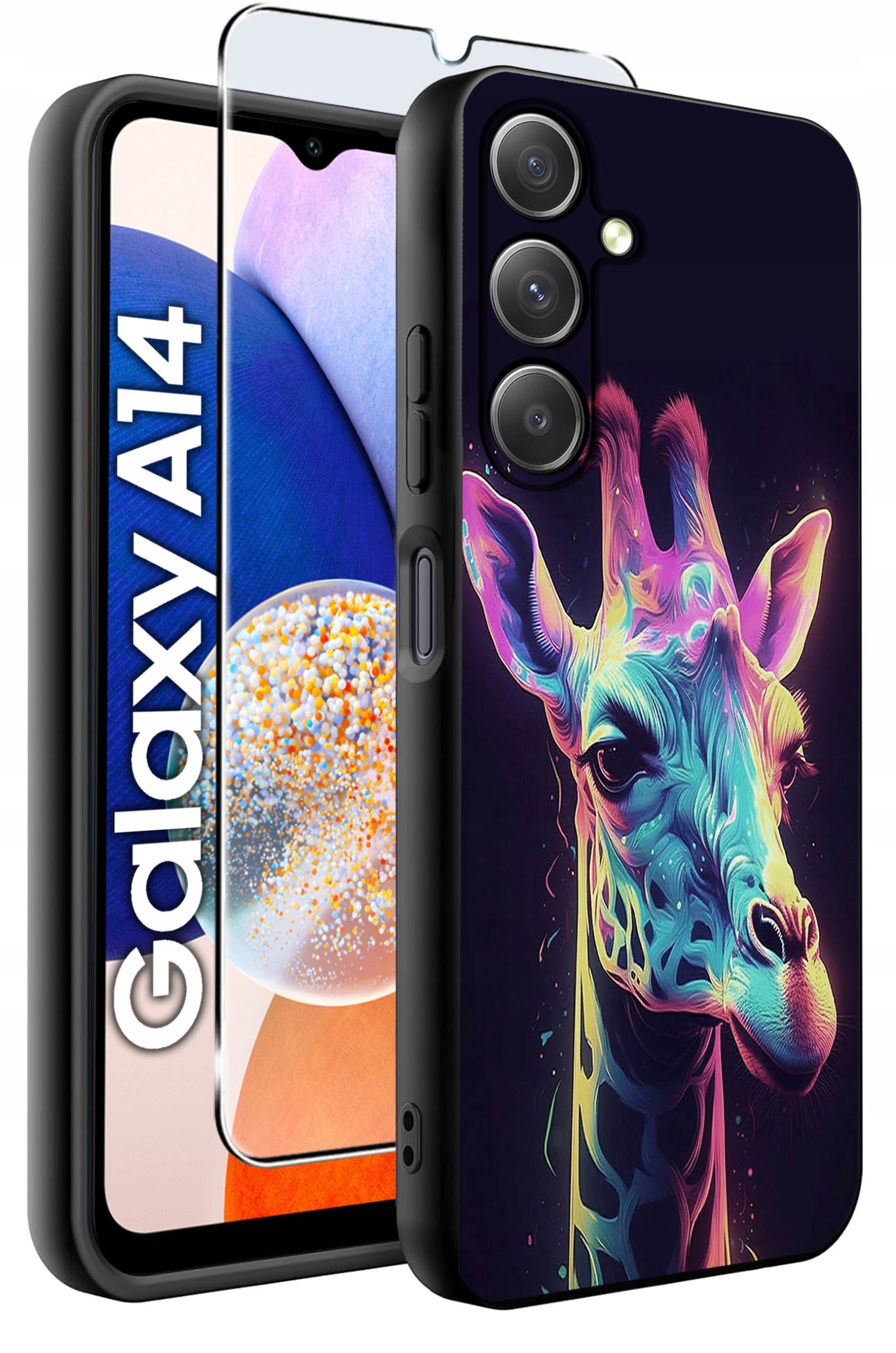 ETUI do Samsung A14 5G WZORY | SILIKONOWE MATT CASE + SZKŁO HARTOWANE 9H