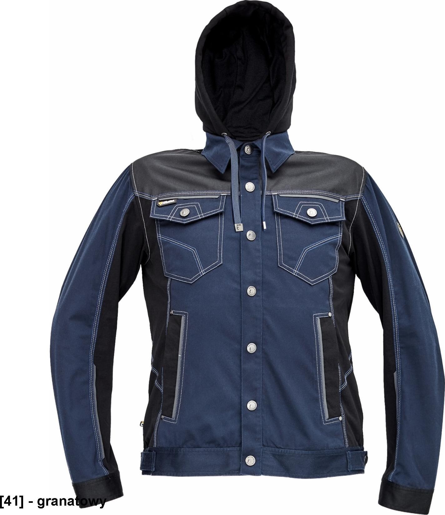 CERVA NEURUM CLASSIC kurtka z kapturem - męskia kurtka robocza, odpinany kaptur, 4 kieszenie, elastyczna tkanina Trifibetex połączona - granatowy 48