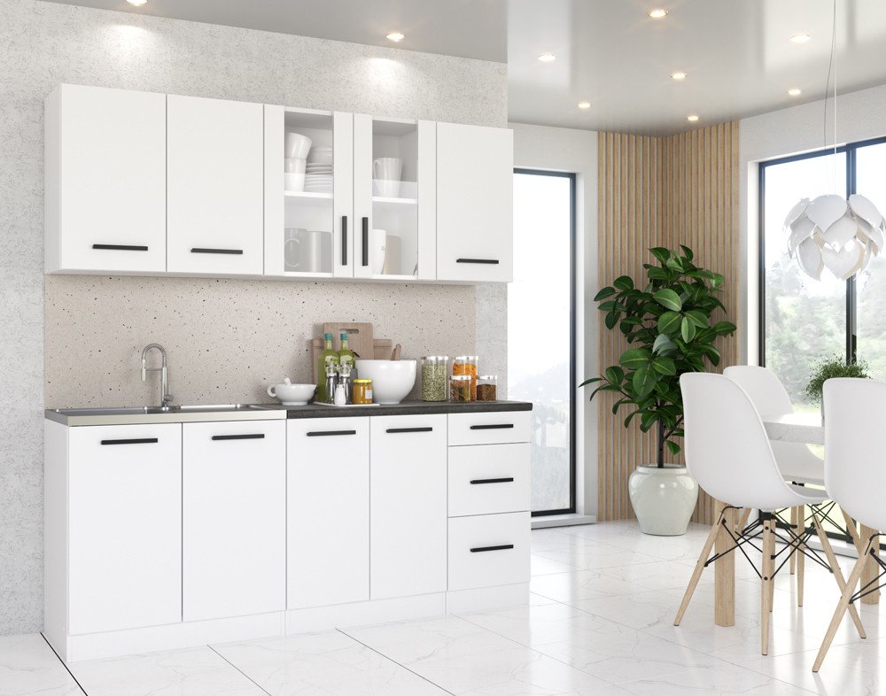 Kuchnia Piekarnik Modułowa Z Blatem Duża 2.8m Biały San Sebastian Biały Mat