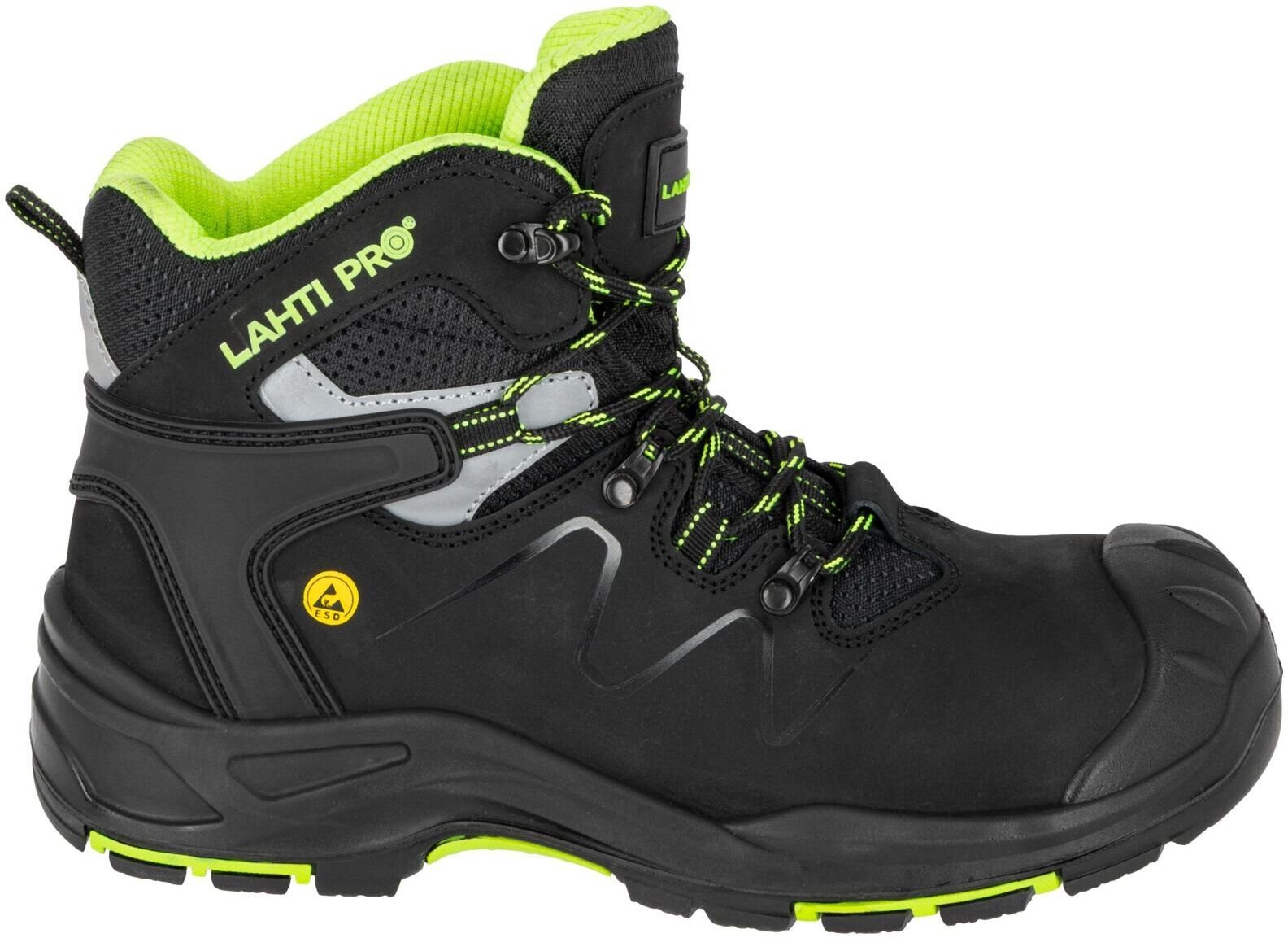 Buty trekkingowe męskie Lahti Pro TRZEWIKI NUBUKOWE czarny-zielony S3 FO HRO SR 47 CE