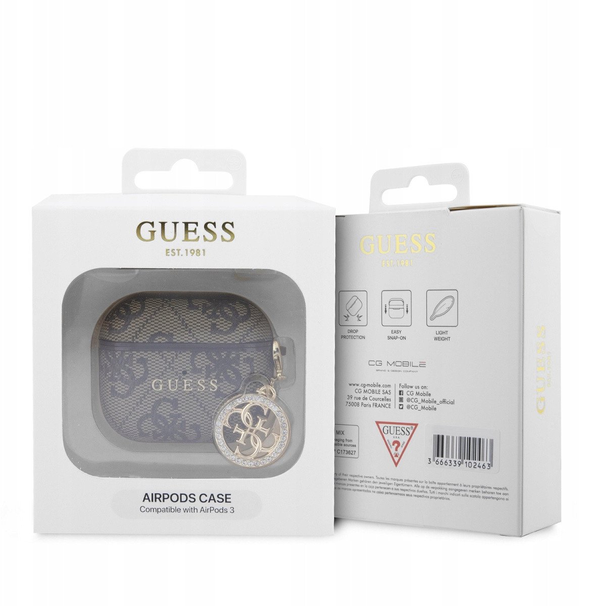 Guess 4G Script Pc/Pu Charm Case For Airpods Pro 3 Brązowe