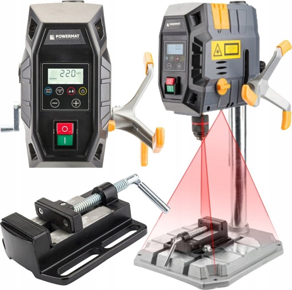 Wiertarka Powermat PRECYZYJNA WIERTARKA STOŁOWA KOLUMNOWA LASER + LCD