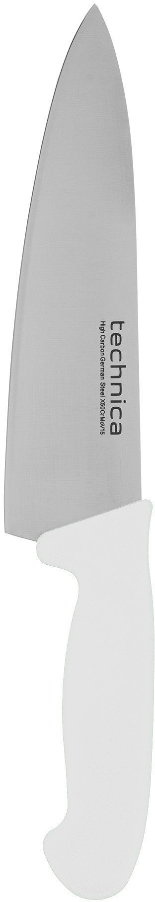 Nóż kucharski HACCP 340 mm, ostrze szerokie, gładkie, spiczaste 205 mm, biały | TECHNICA, Silver Line