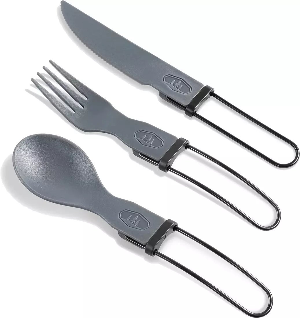 Tekk Trio Folding Cutlery Set, Grey
