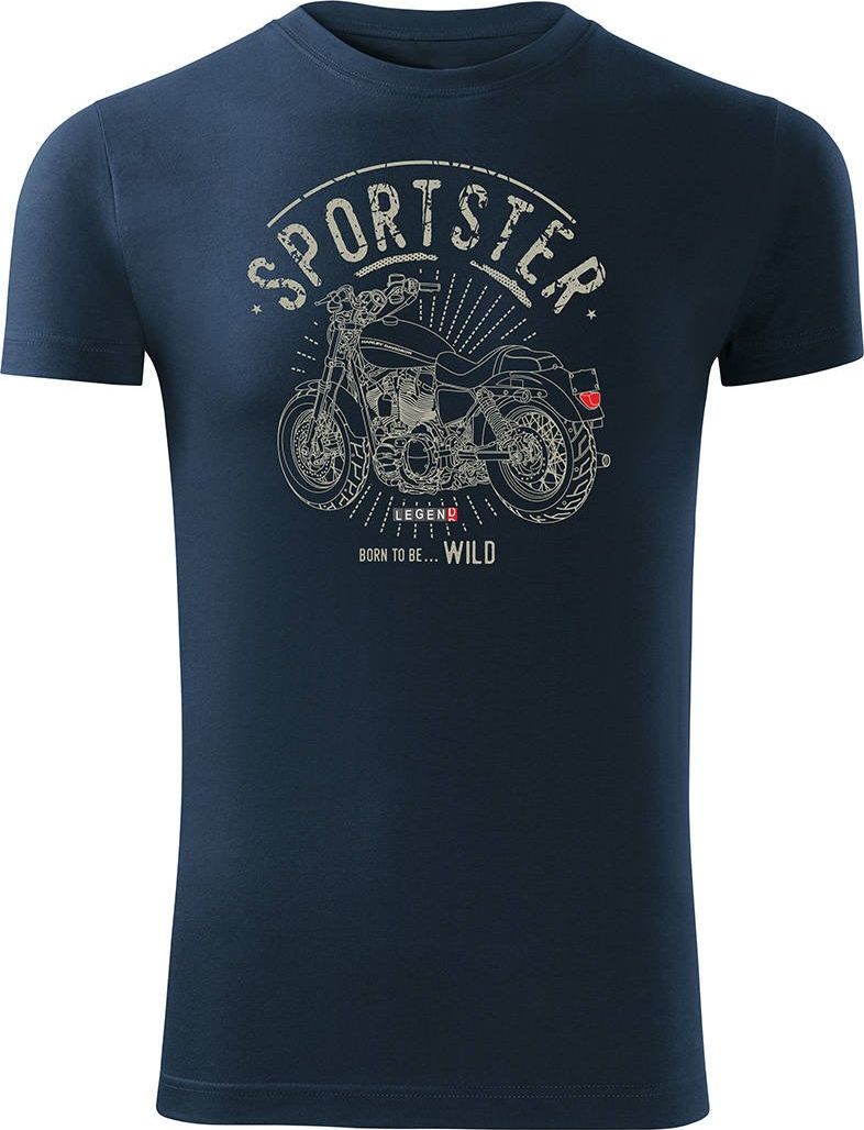 Topslang Koszulka motocyklowa z motocyklem HARLEY DAVIDSON SPORTSTER męska granatowa SLIM XL