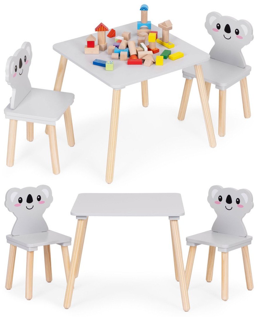 Zestaw mebli dla dzieci stolik + 2 krzesła koala ECOTOYS EDUKAMP