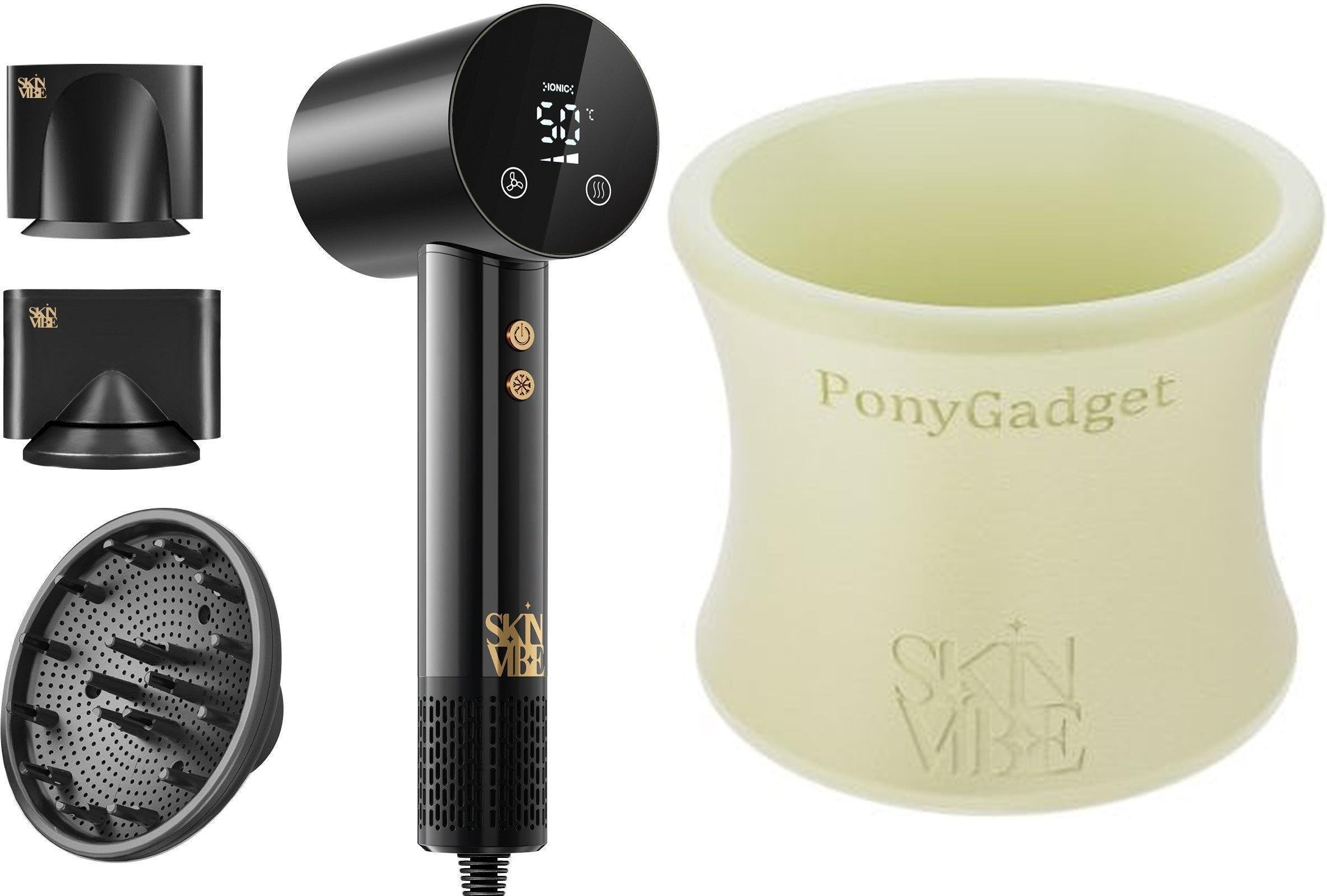 Suszarka SkinVibe SkinVibe Libra AirLoom (SV-002BK) + SkinVibe PonyGadget - Guma do włosów, kremowa (SV-004CR)