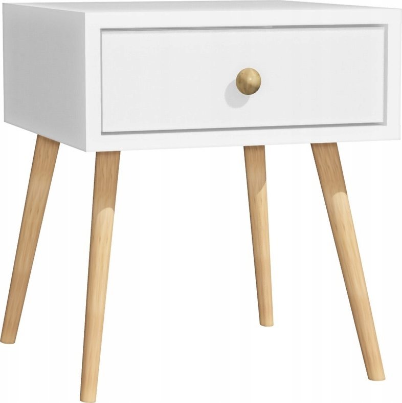 Modi Meble Szafka nocna NORDIC skandynawska 40x40cm Biała, drewniane nogi