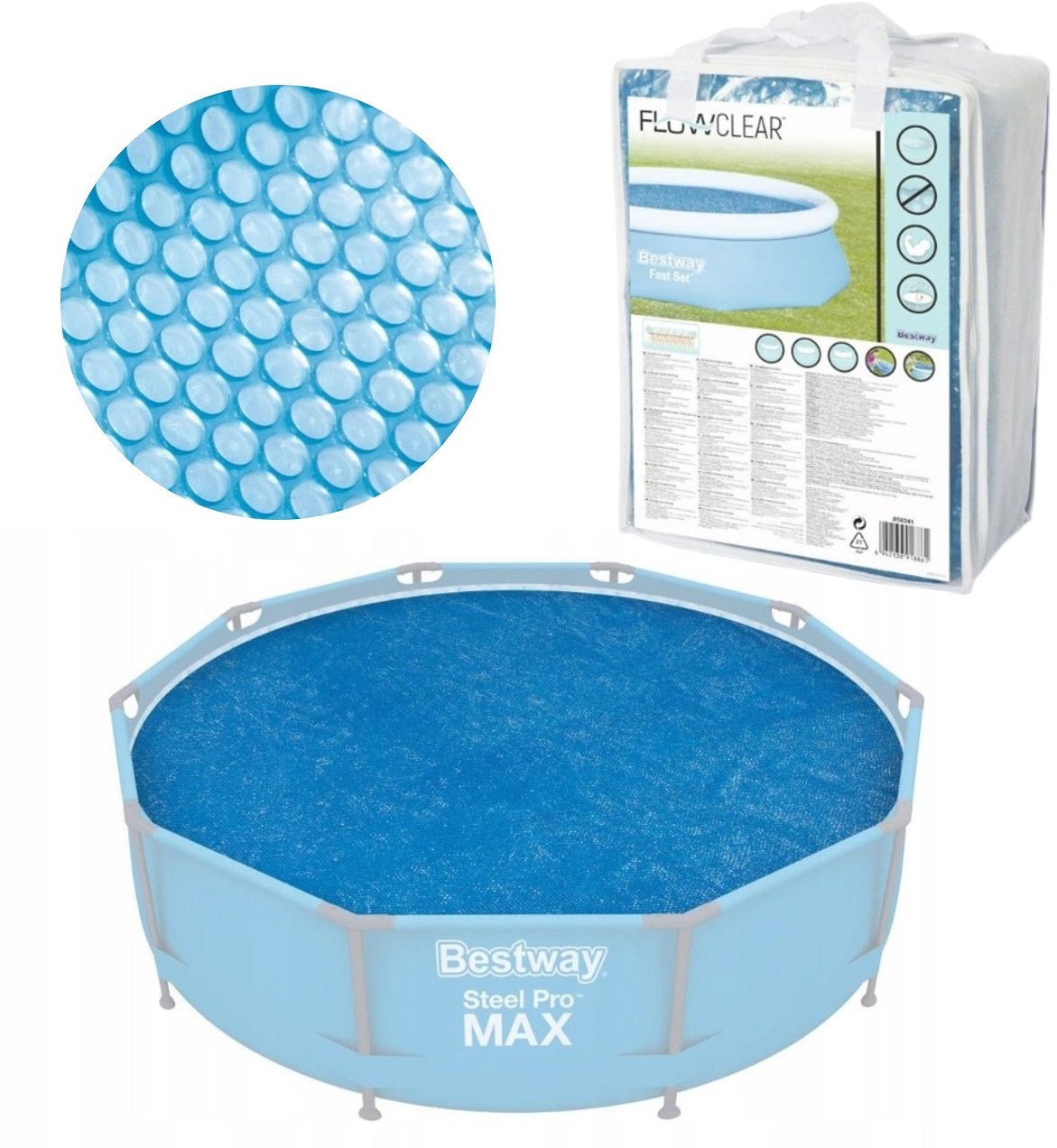Plandeka pokrywa solarna do basenu o średnicy 427 lub 457 cm Bestway 58252